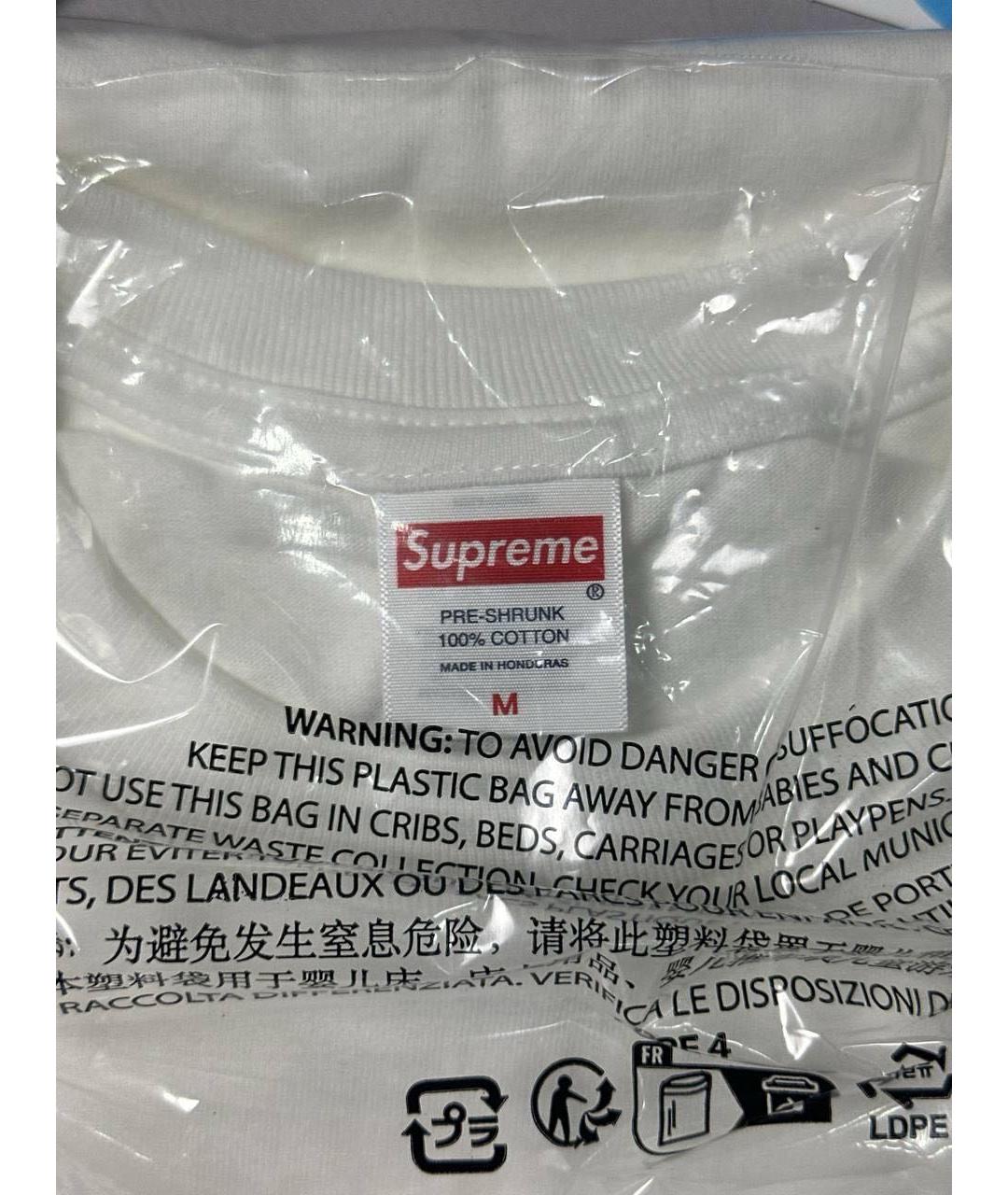 SUPREME Белая хлопковая футболка, фото 5