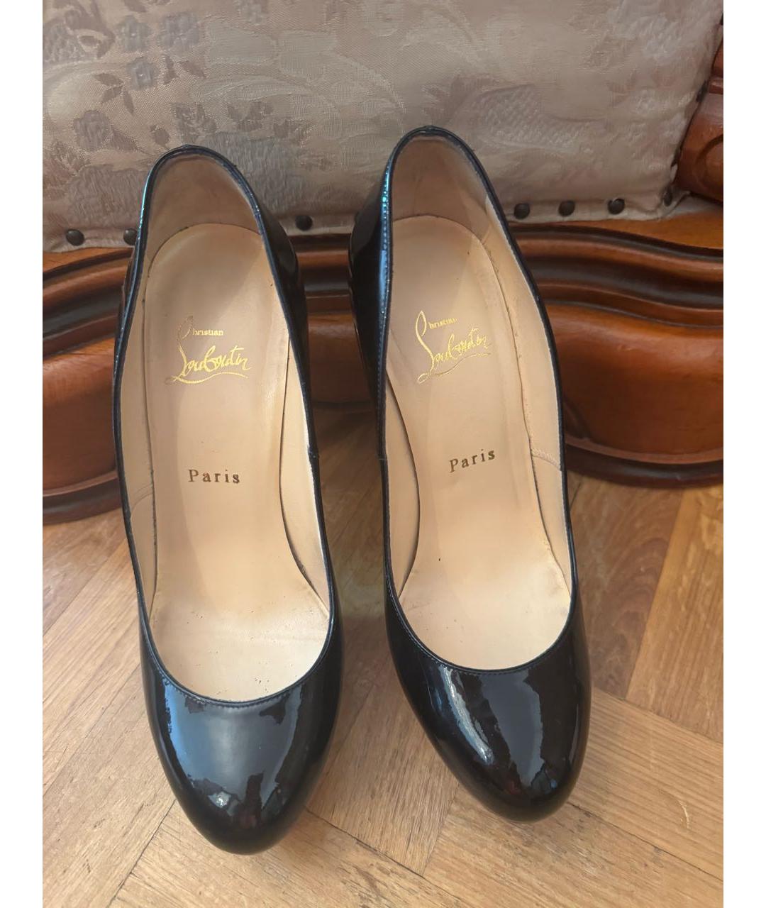 CHRISTIAN LOUBOUTIN Черные кожаные туфли, фото 2