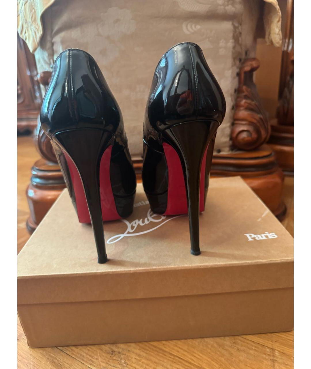CHRISTIAN LOUBOUTIN Черные кожаные туфли, фото 3