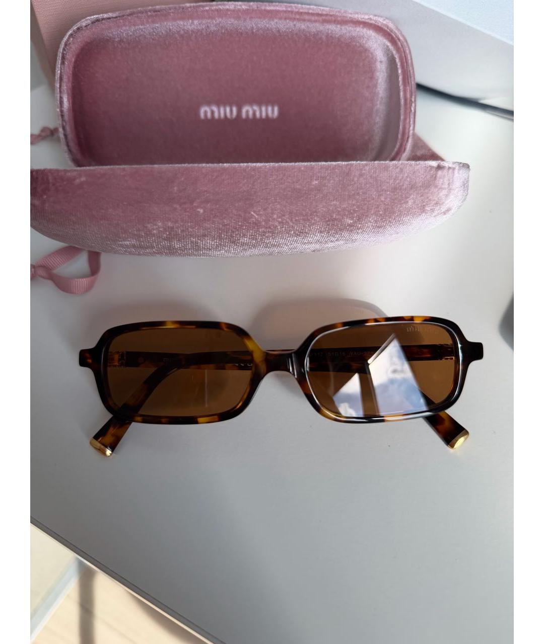 MIU MIU Коричневые пластиковые солнцезащитные очки, фото 9