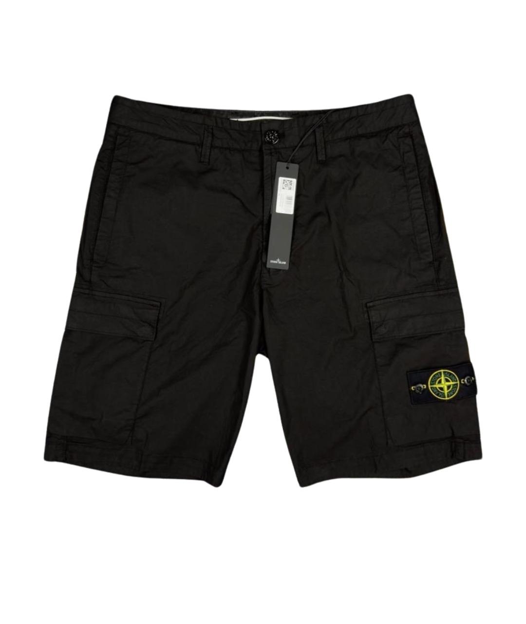 STONE ISLAND Черные хлопковые шорты, фото 1
