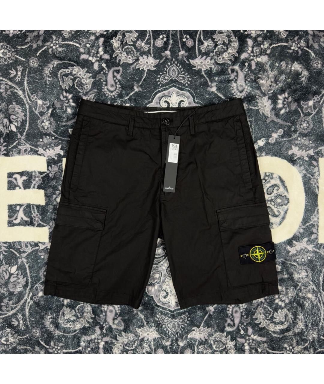 STONE ISLAND Черные хлопковые шорты, фото 6