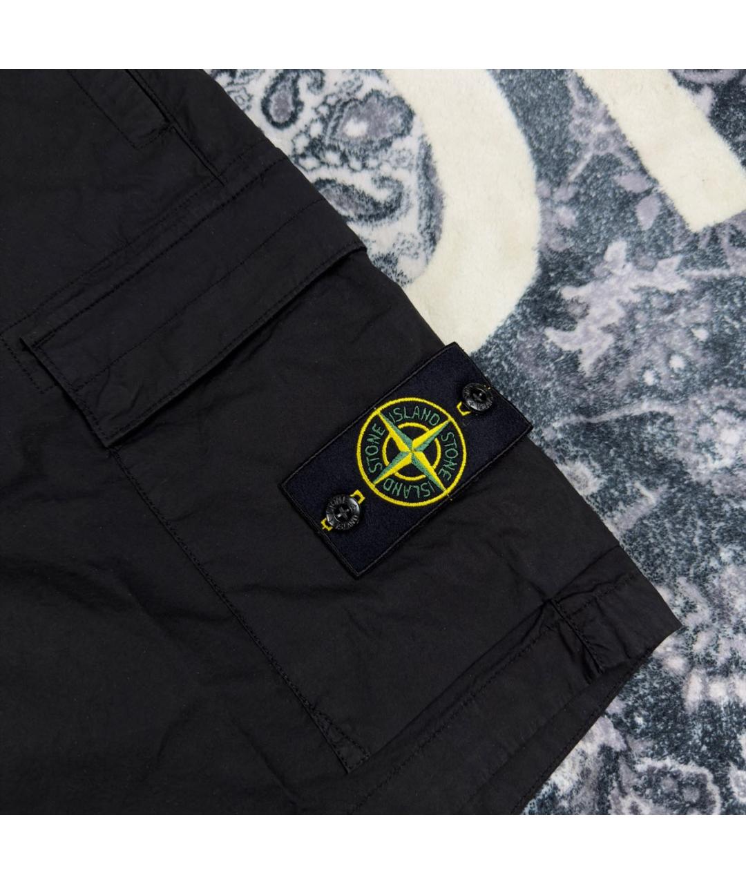 STONE ISLAND Черные хлопковые шорты, фото 3