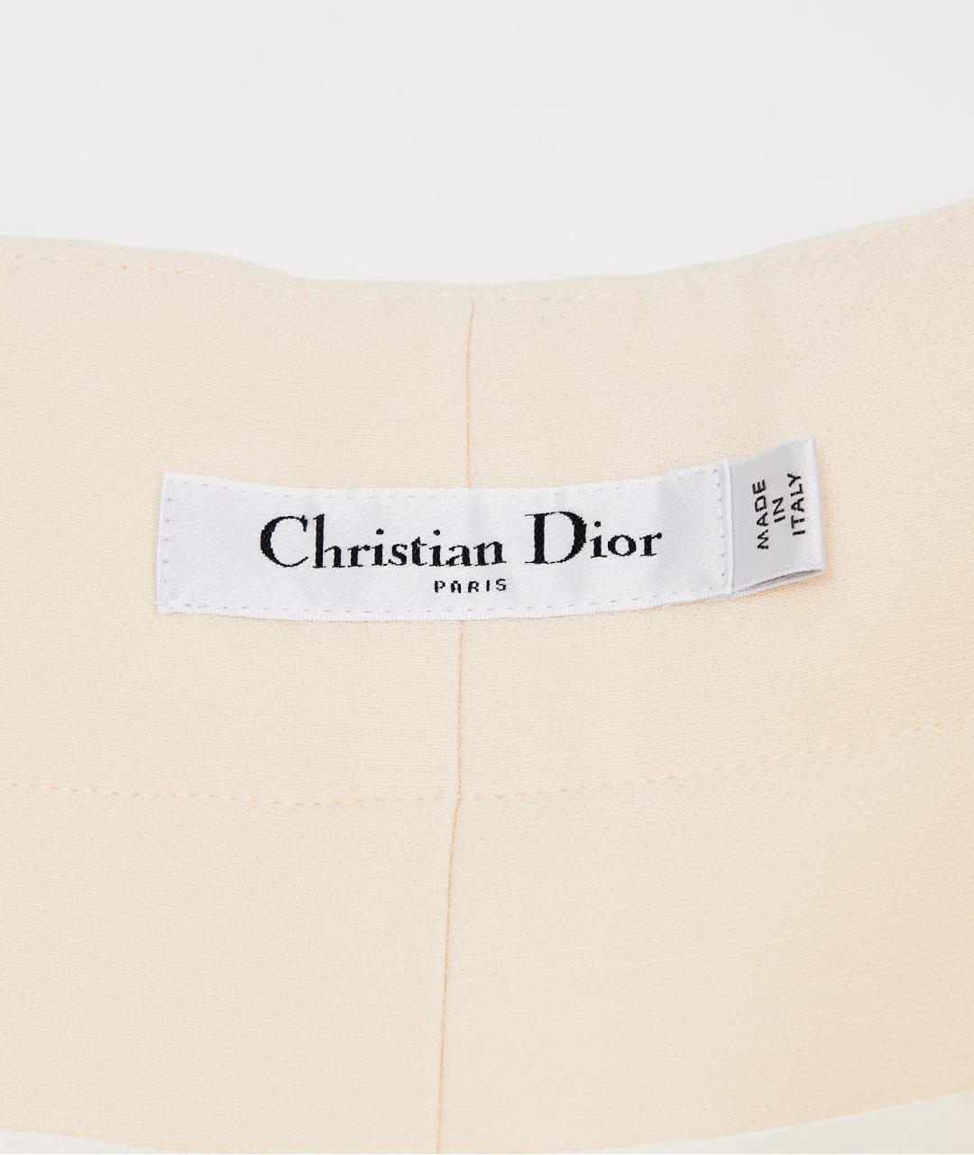 CHRISTIAN DIOR Бежевые шерстяные прямые брюки, фото 4