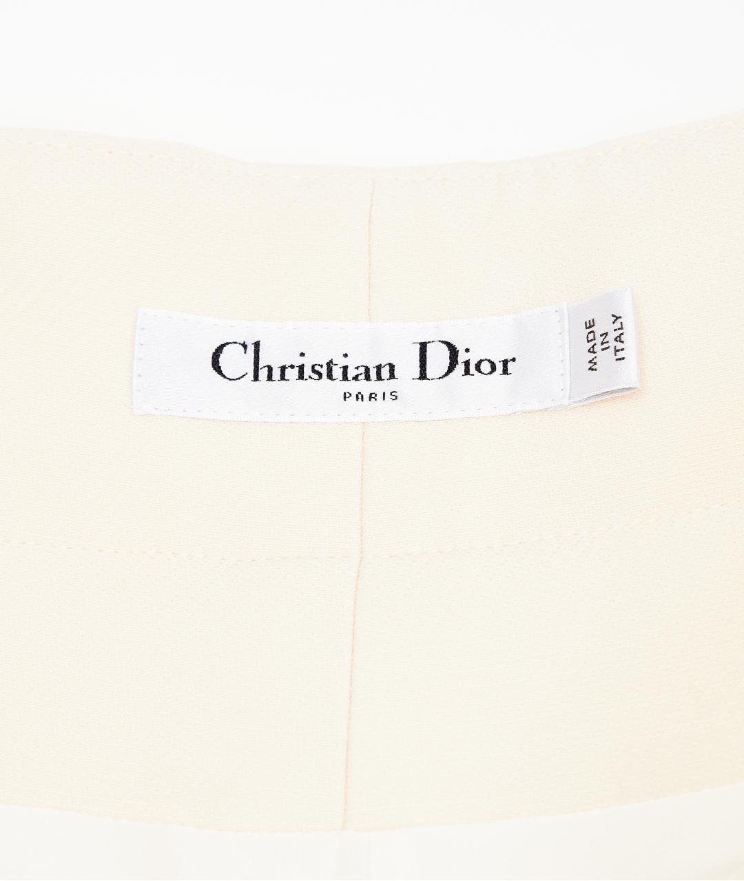 CHRISTIAN DIOR Бежевые шерстяные прямые брюки, фото 3