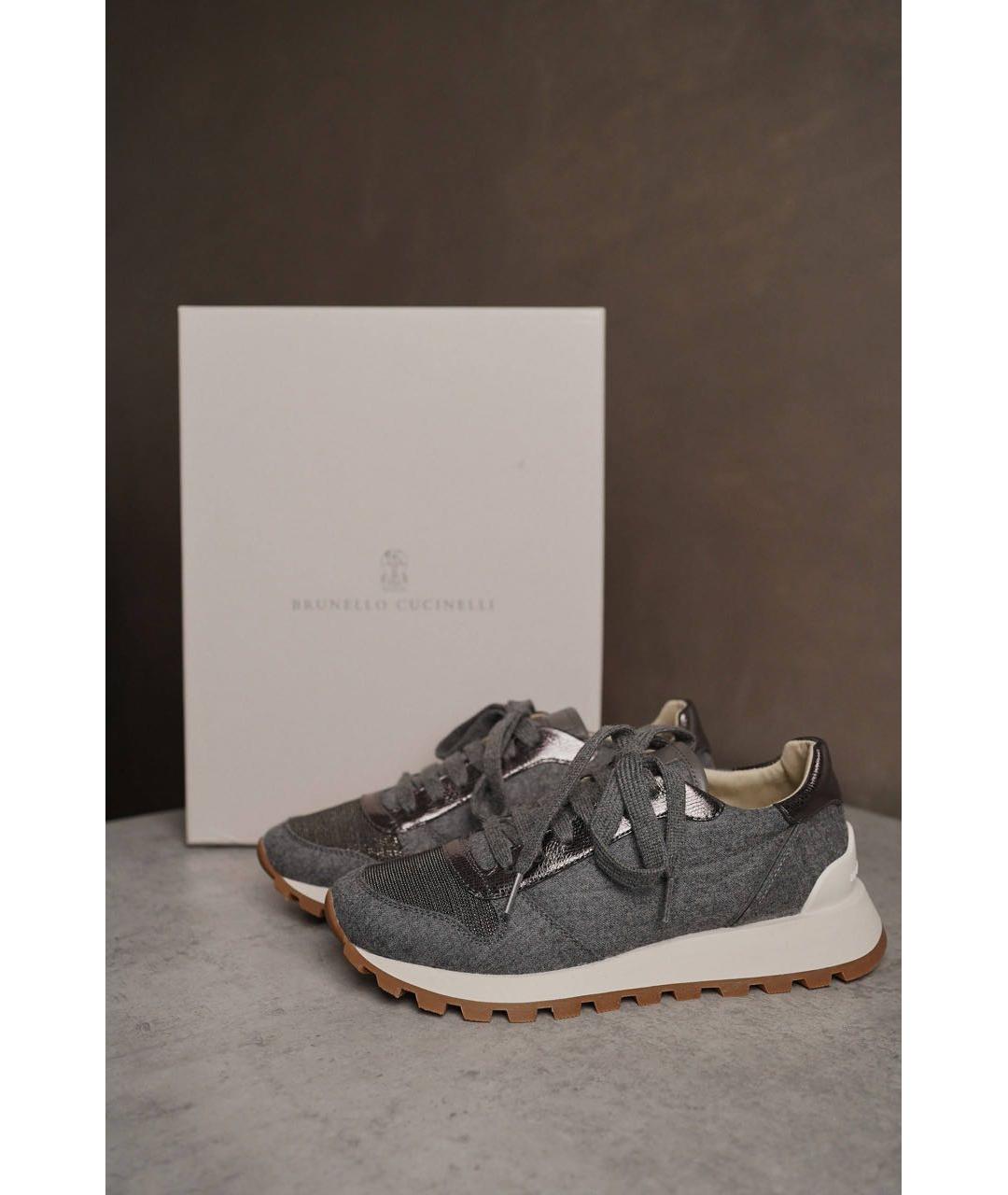 BRUNELLO CUCINELLI Антрацитовые кроссовки, фото 9