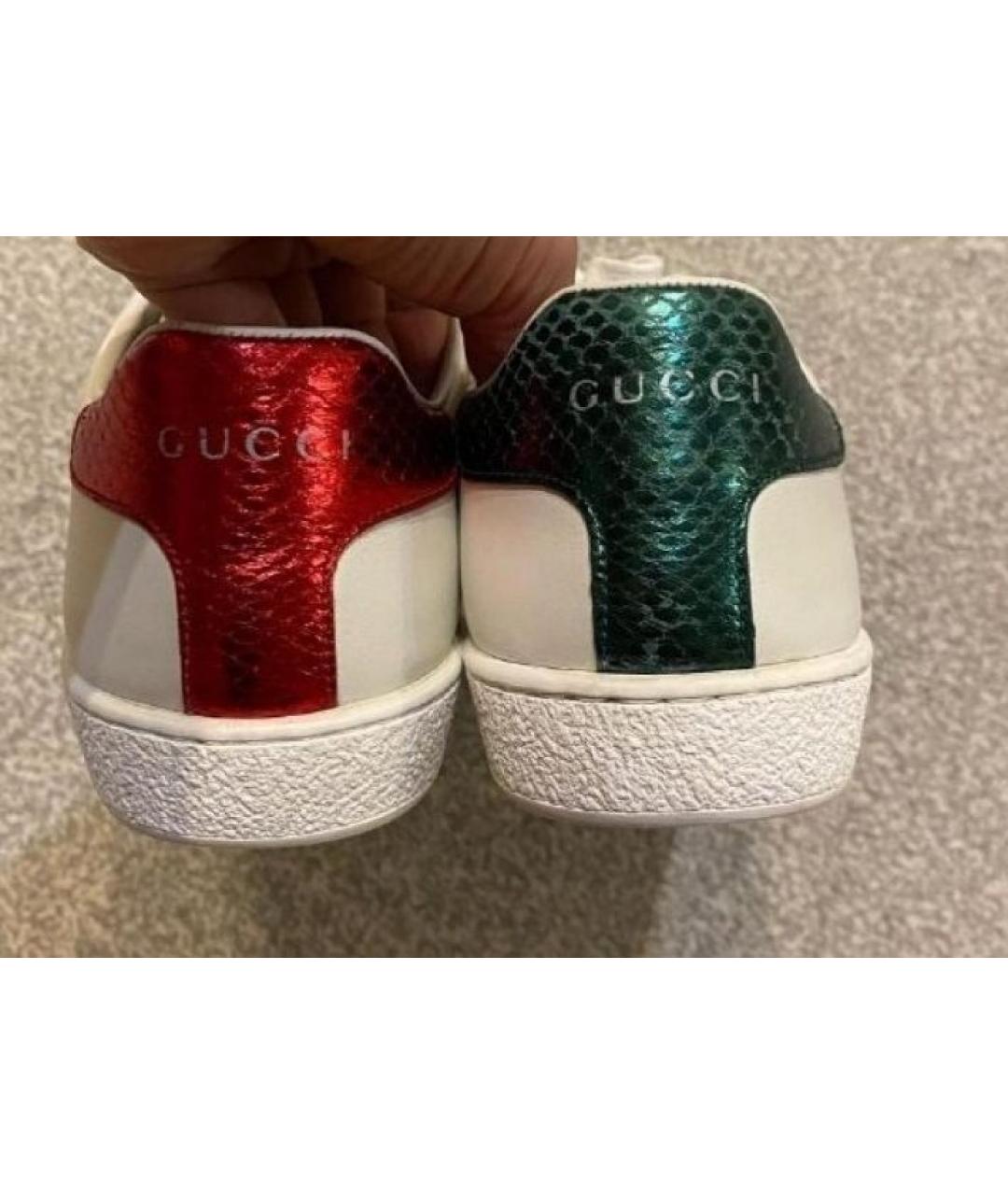 GUCCI Белые кожаные кеды, фото 6
