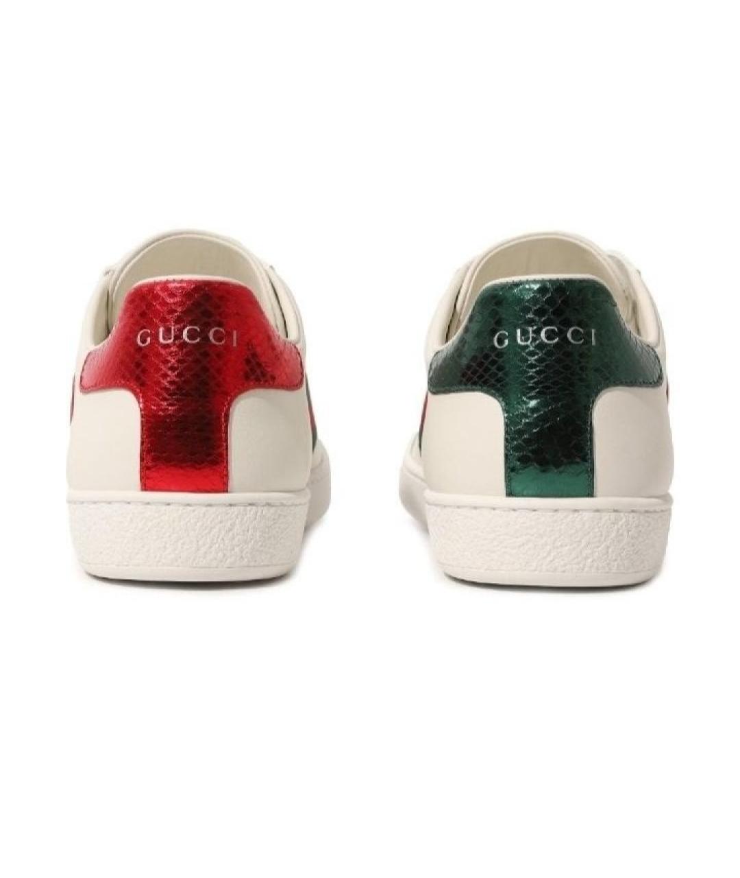 GUCCI Белые кожаные кеды, фото 7