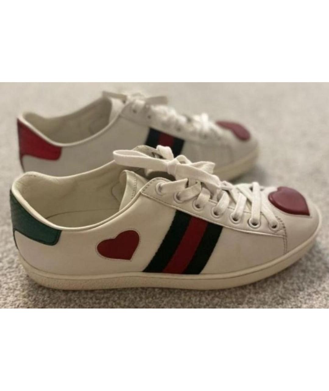 GUCCI Белые кожаные кеды, фото 3