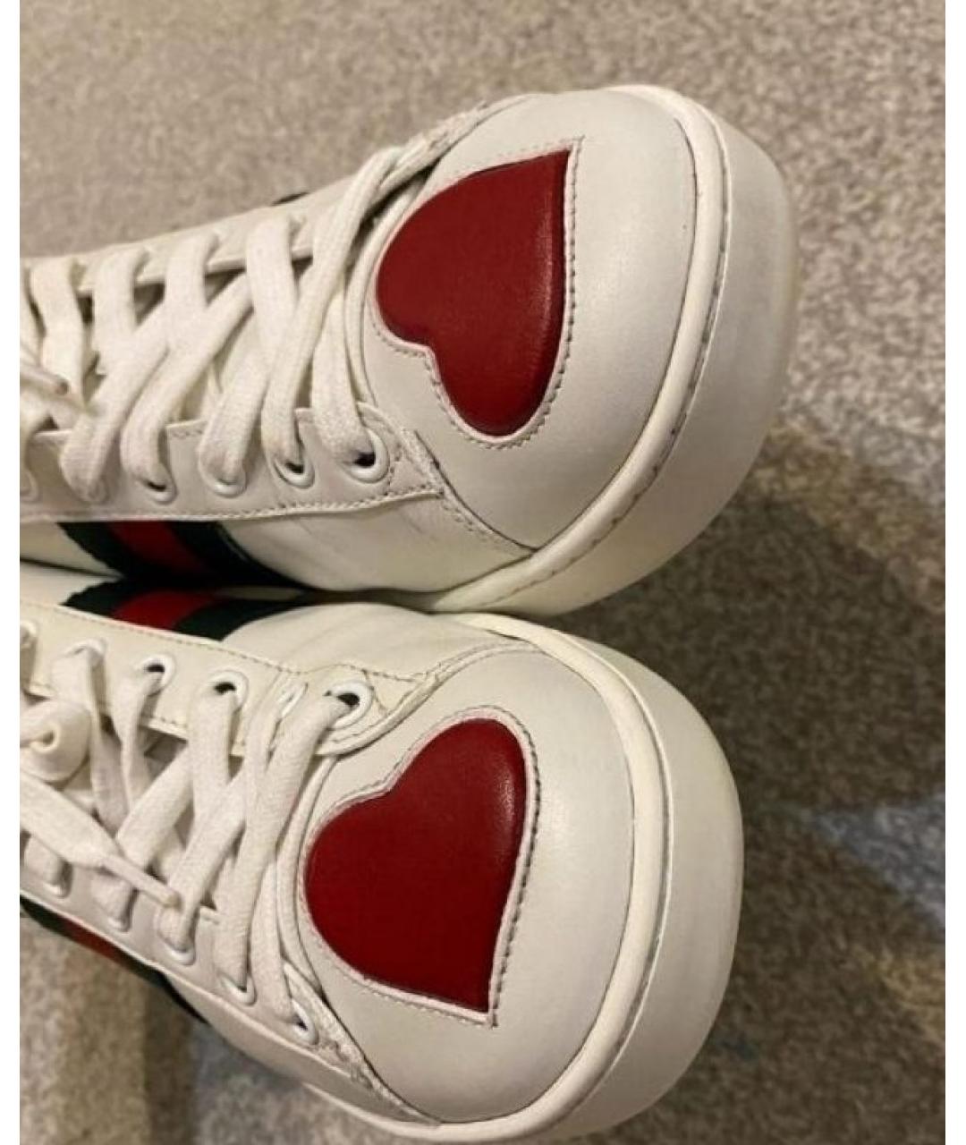 GUCCI Белые кожаные кеды, фото 5