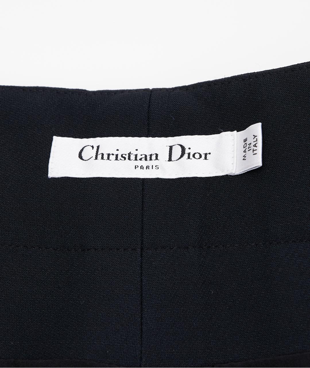 CHRISTIAN DIOR Черные шерстяные прямые брюки, фото 3