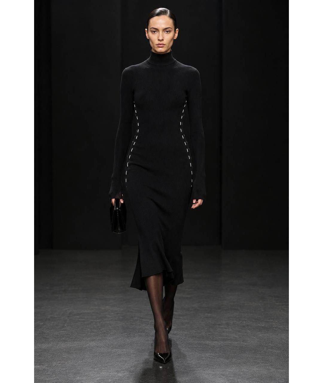 MUGLER Черное вискозное повседневное платье, фото 3
