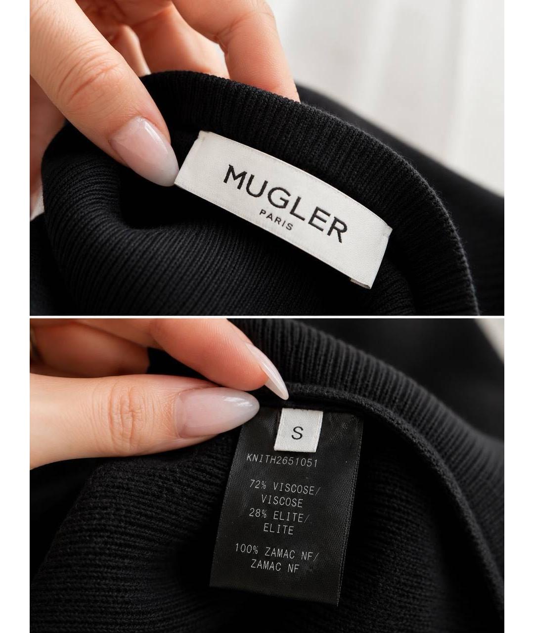 MUGLER Черное вискозное повседневное платье, фото 5