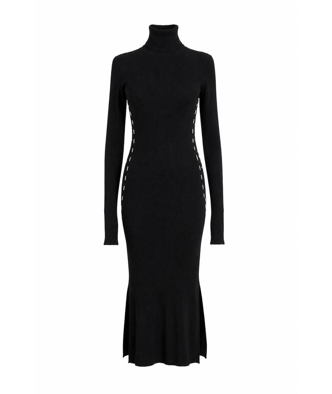MUGLER Черное вискозное повседневное платье, фото 9