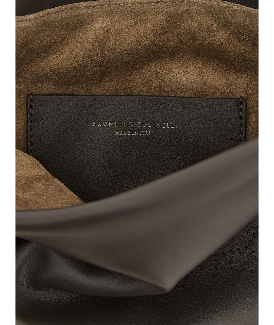 BRUNELLO CUCINELLI Коричневая кожаная сумка через плечо, фото 4