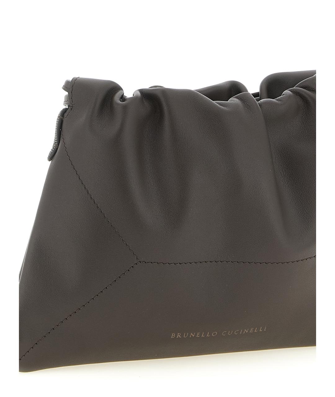 BRUNELLO CUCINELLI Коричневая кожаная сумка через плечо, фото 3