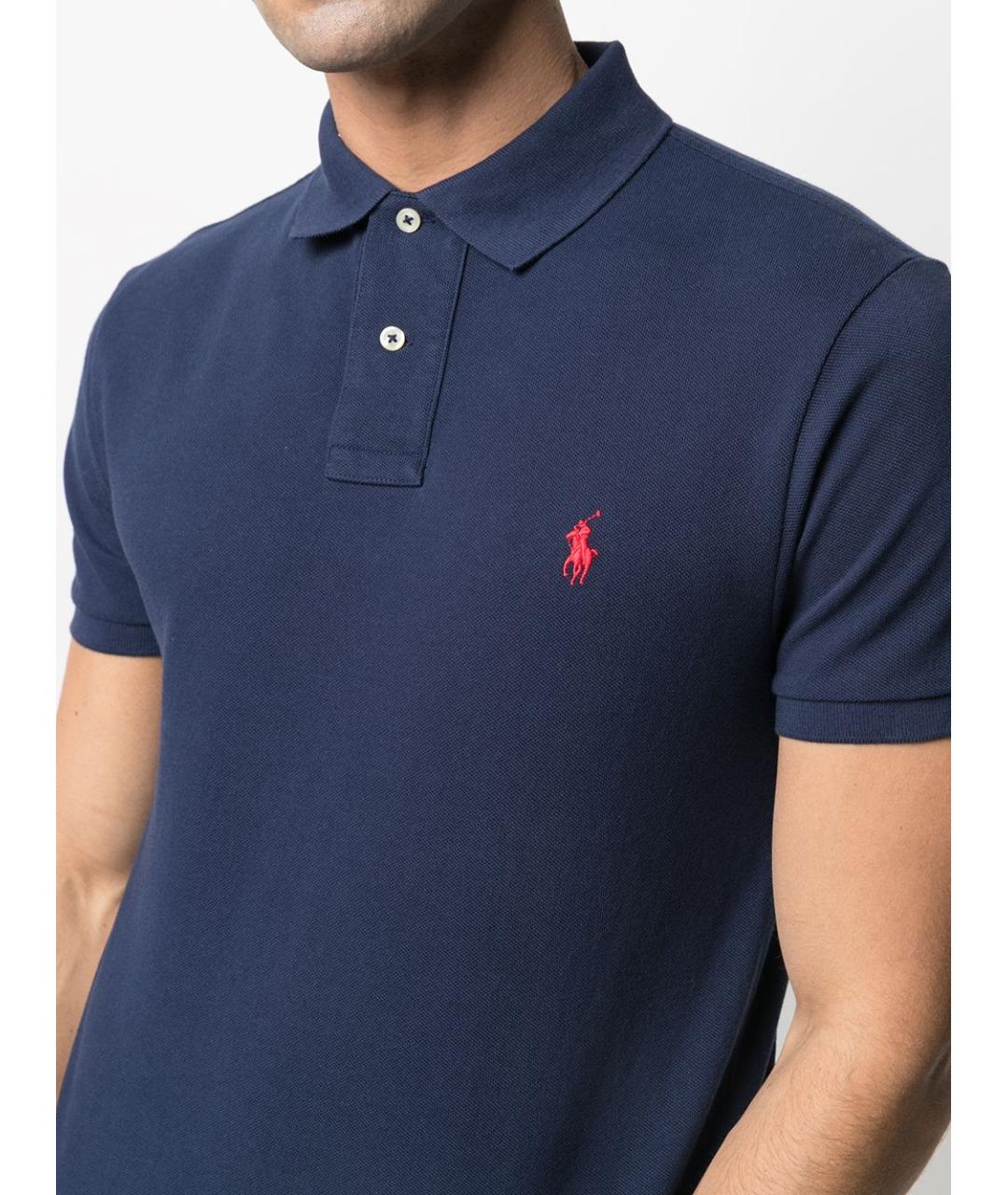 POLO RALPH LAUREN Синее хлопковое поло с коротким рукавом, фото 2
