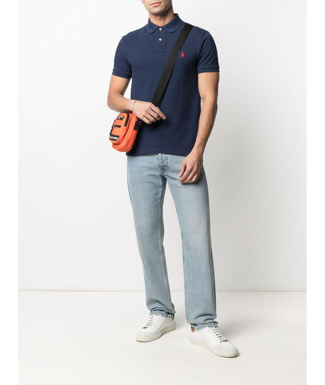 POLO RALPH LAUREN Синее хлопковое поло с коротким рукавом, фото 5
