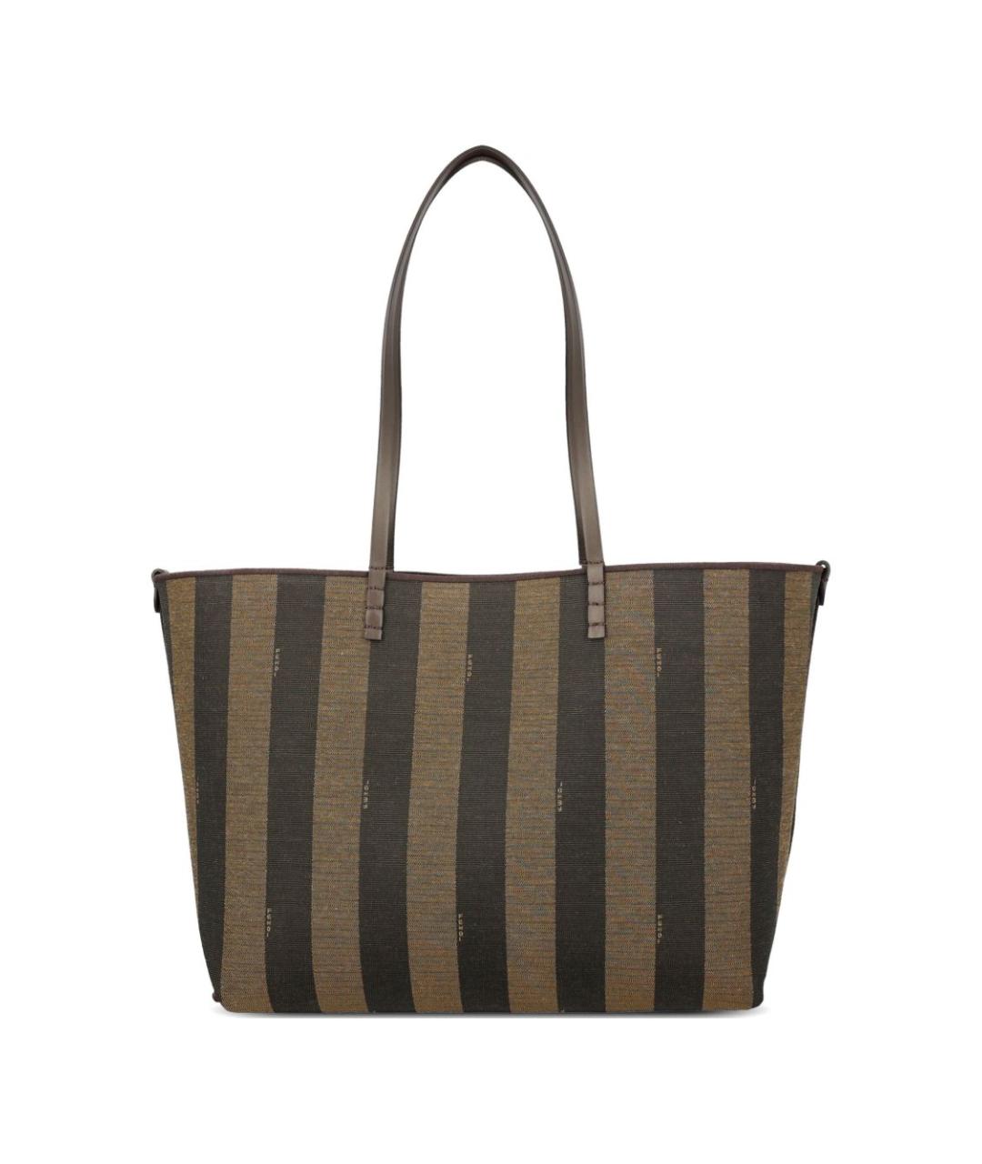 FENDI Коричневая жаккардовая сумка тоут, фото 1