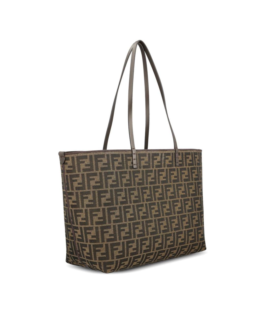 FENDI Коричневая жаккардовая сумка тоут, фото 3
