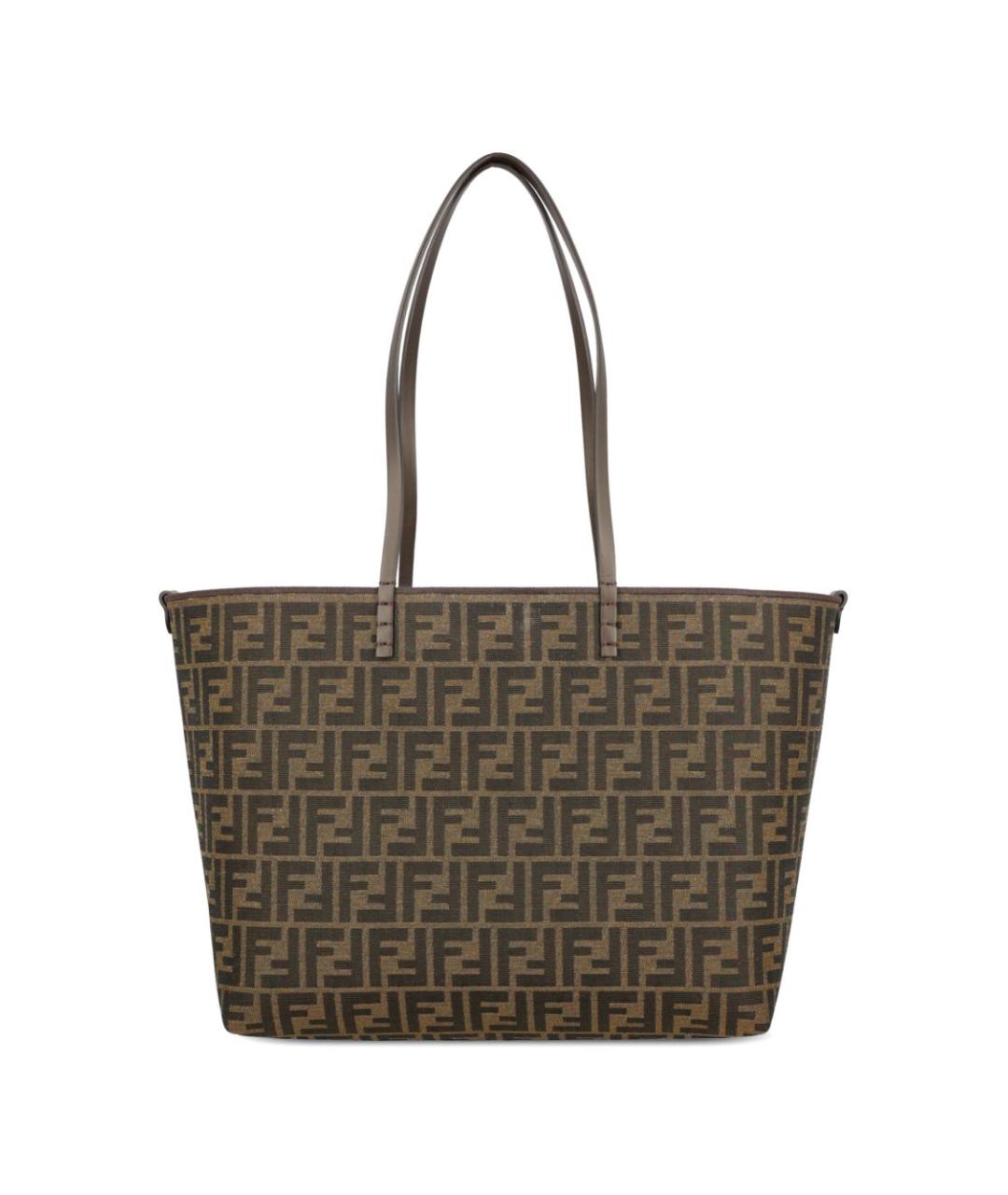 FENDI Коричневая жаккардовая сумка тоут, фото 2