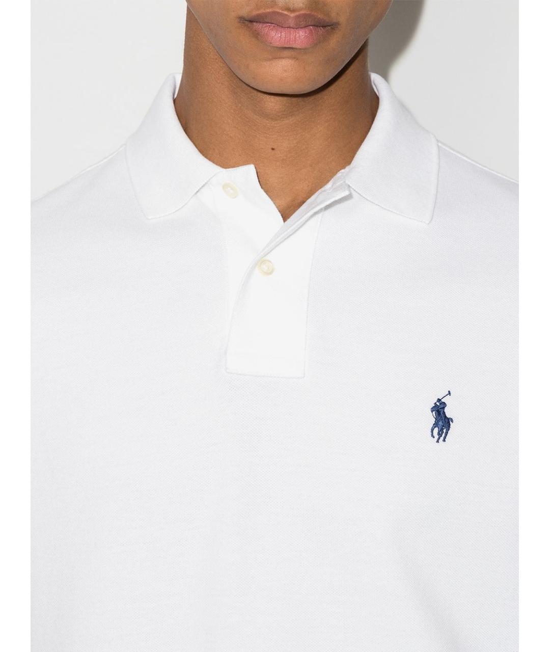 POLO RALPH LAUREN Белое хлопковое поло с коротким рукавом, фото 2