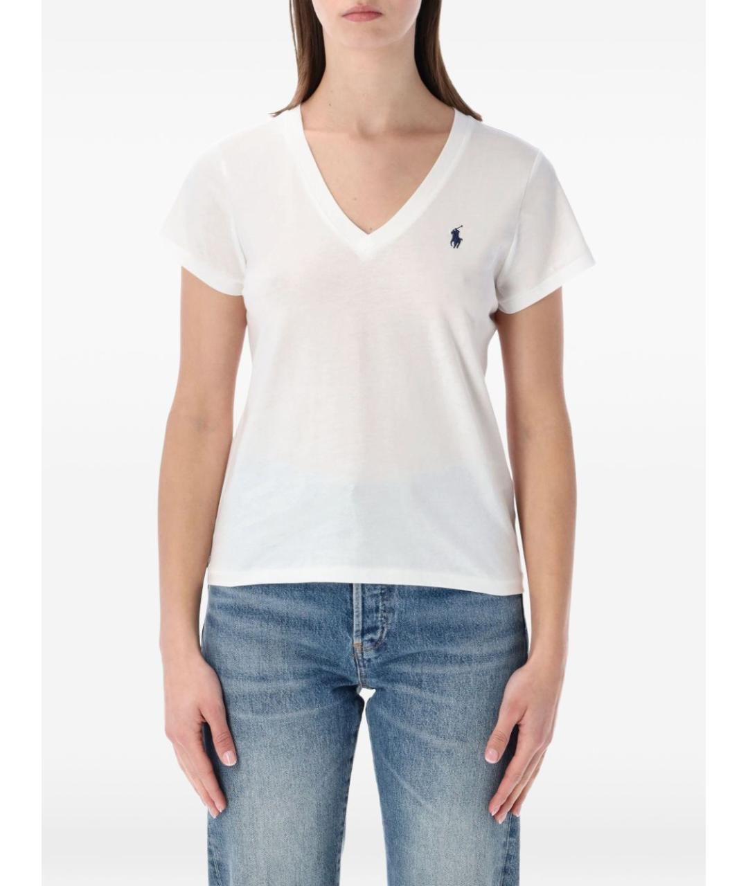 POLO RALPH LAUREN Белая хлопковая футболка, фото 4