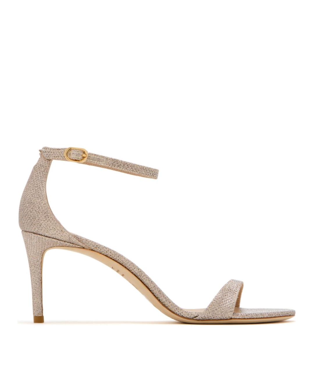 STUART WEITZMAN Золотые текстильные босоножки, фото 1