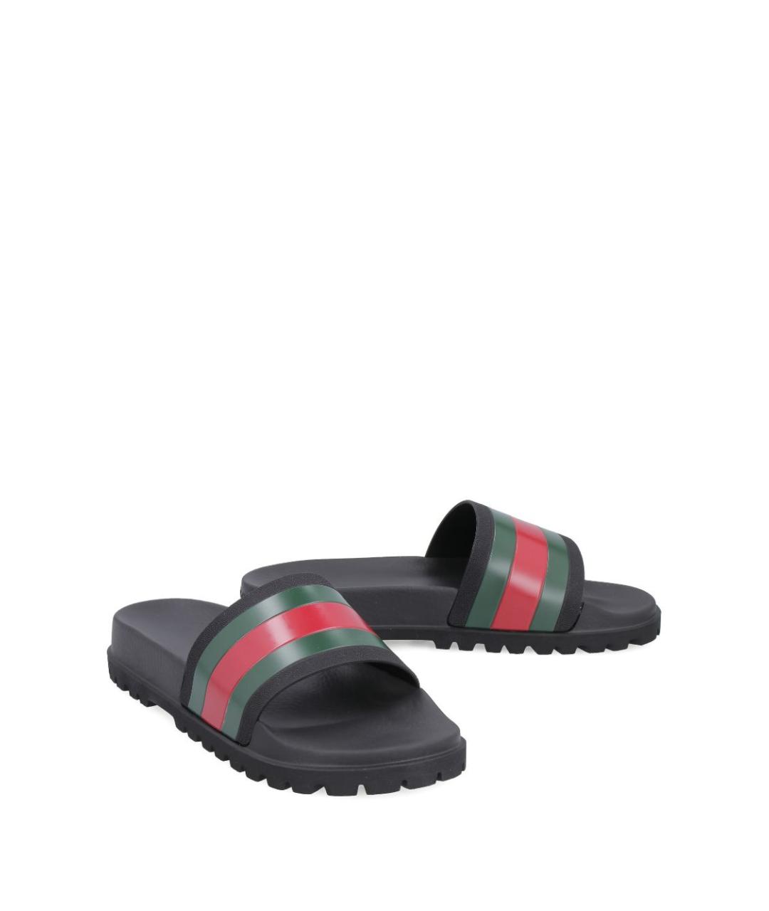 GUCCI Черные резиновые шлепанцы, фото 4