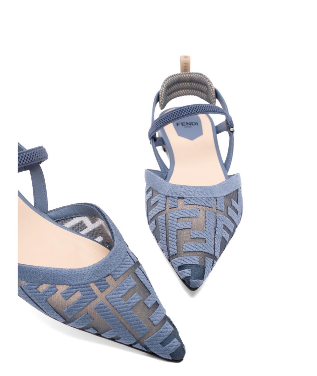 FENDI Синие текстильные балетки, фото 6