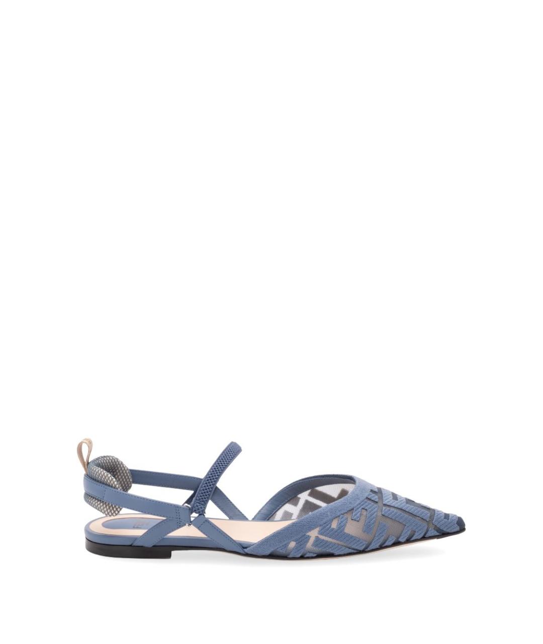 FENDI Синие текстильные балетки, фото 1