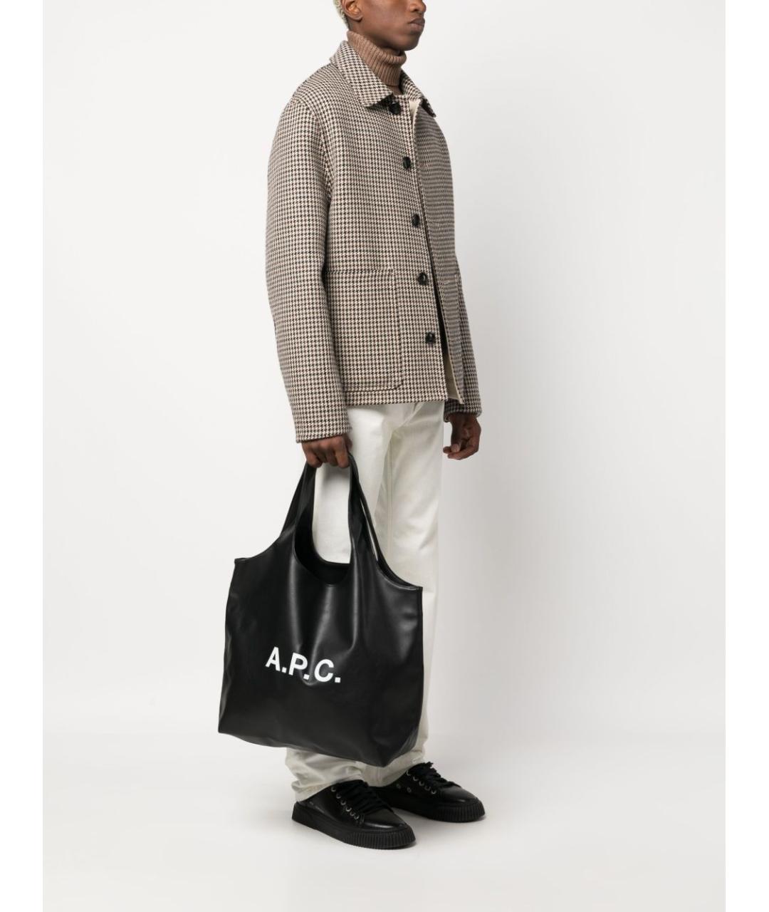 A.P.C. Черная сумка тоут из искусственной кожи, фото 5