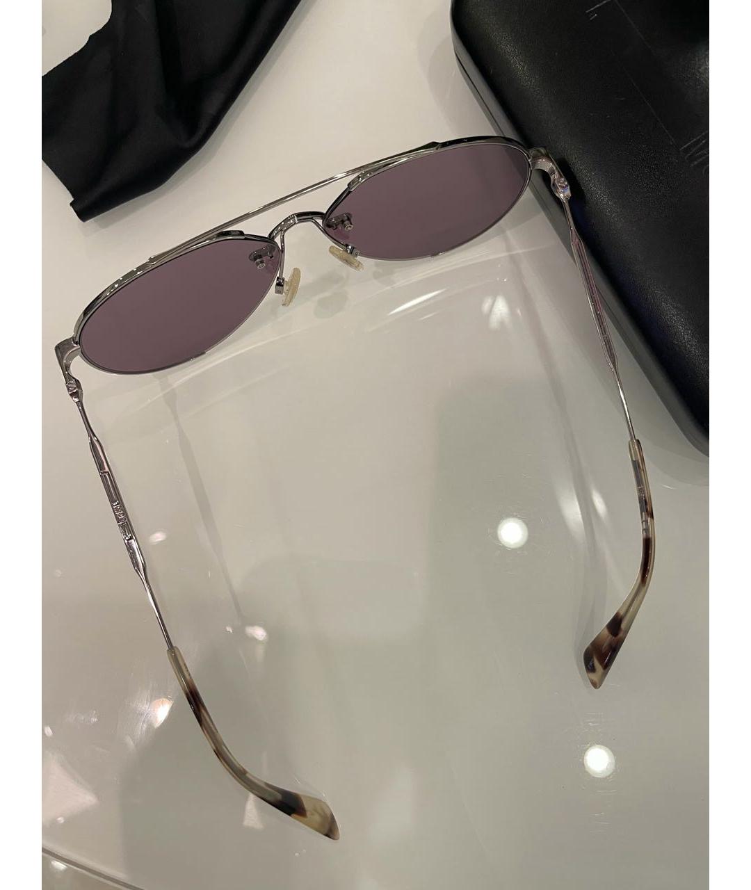 ALEXANDER MCQUEEN Серебряные металлические солнцезащитные очки, фото 3