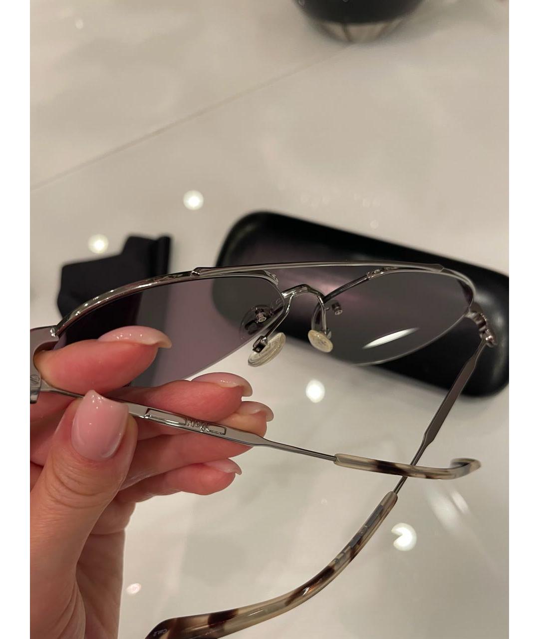ALEXANDER MCQUEEN Серебряные металлические солнцезащитные очки, фото 4