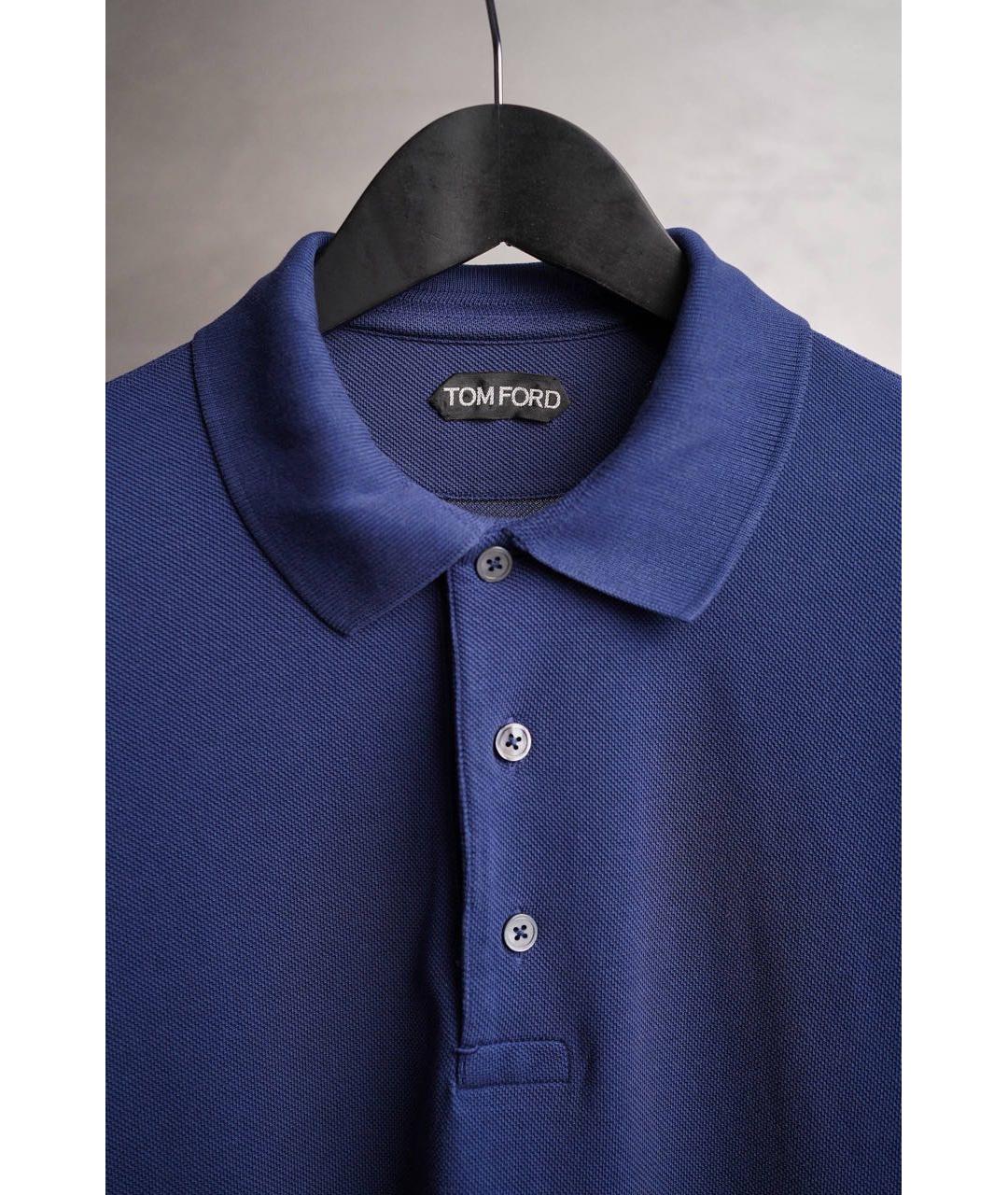 TOM FORD Синее хлопковое поло с коротким рукавом, фото 5