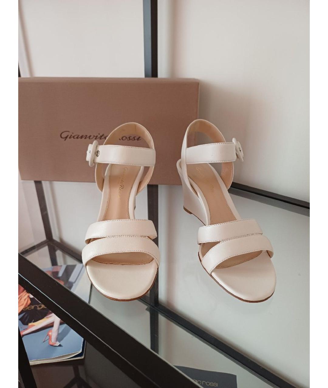 GIANVITO ROSSI Белые кожаные босоножки, фото 3