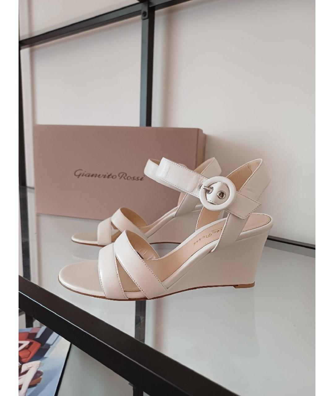 GIANVITO ROSSI Белые кожаные босоножки, фото 2