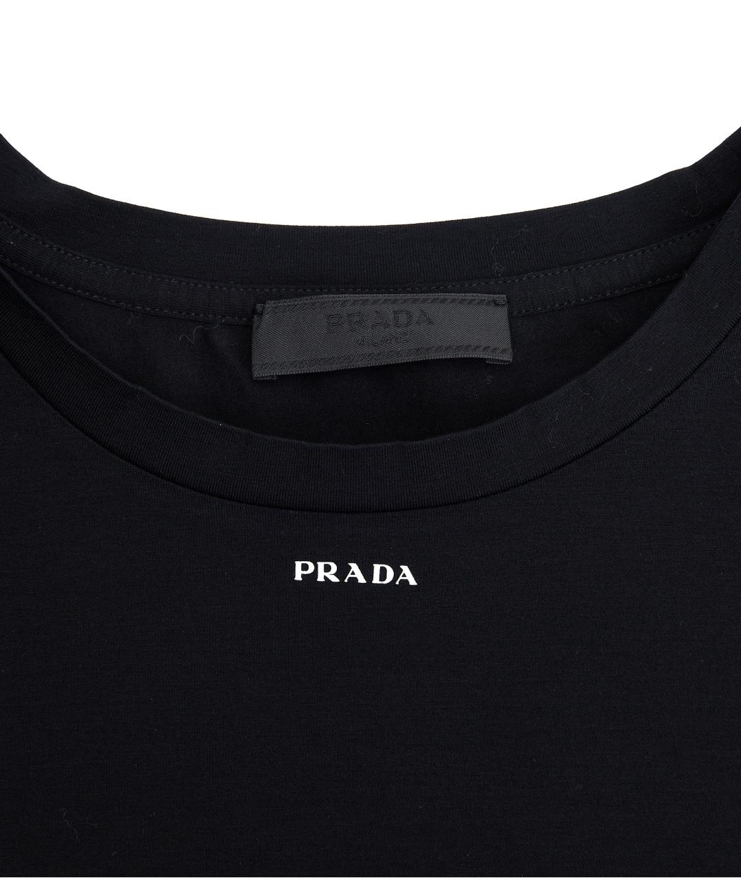 PRADA Черная хлопковая футболка, фото 3