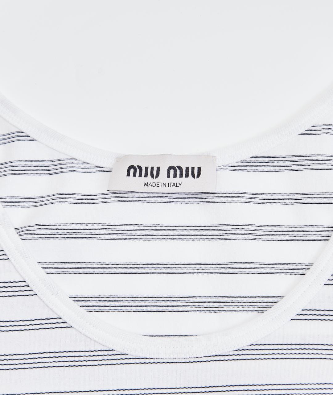 MIU MIU Белая хлопковая майка, фото 3
