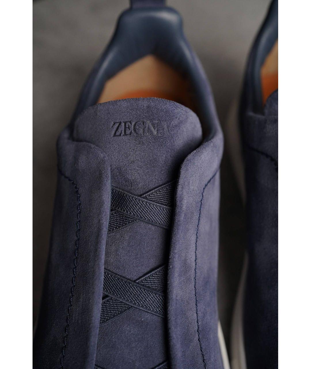 ERMENEGILDO ZEGNA XXX Темно-синие замшевые низкие кроссовки / кеды, фото 5