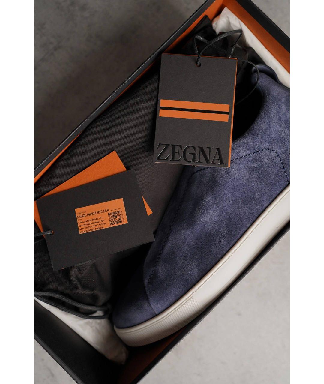 ERMENEGILDO ZEGNA XXX Темно-синие замшевые низкие кроссовки / кеды, фото 3