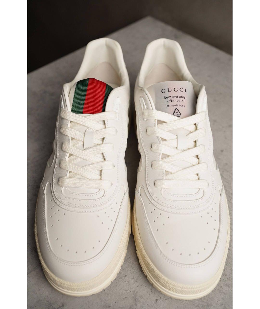 GUCCI Белые кожаные низкие кроссовки / кеды, фото 2