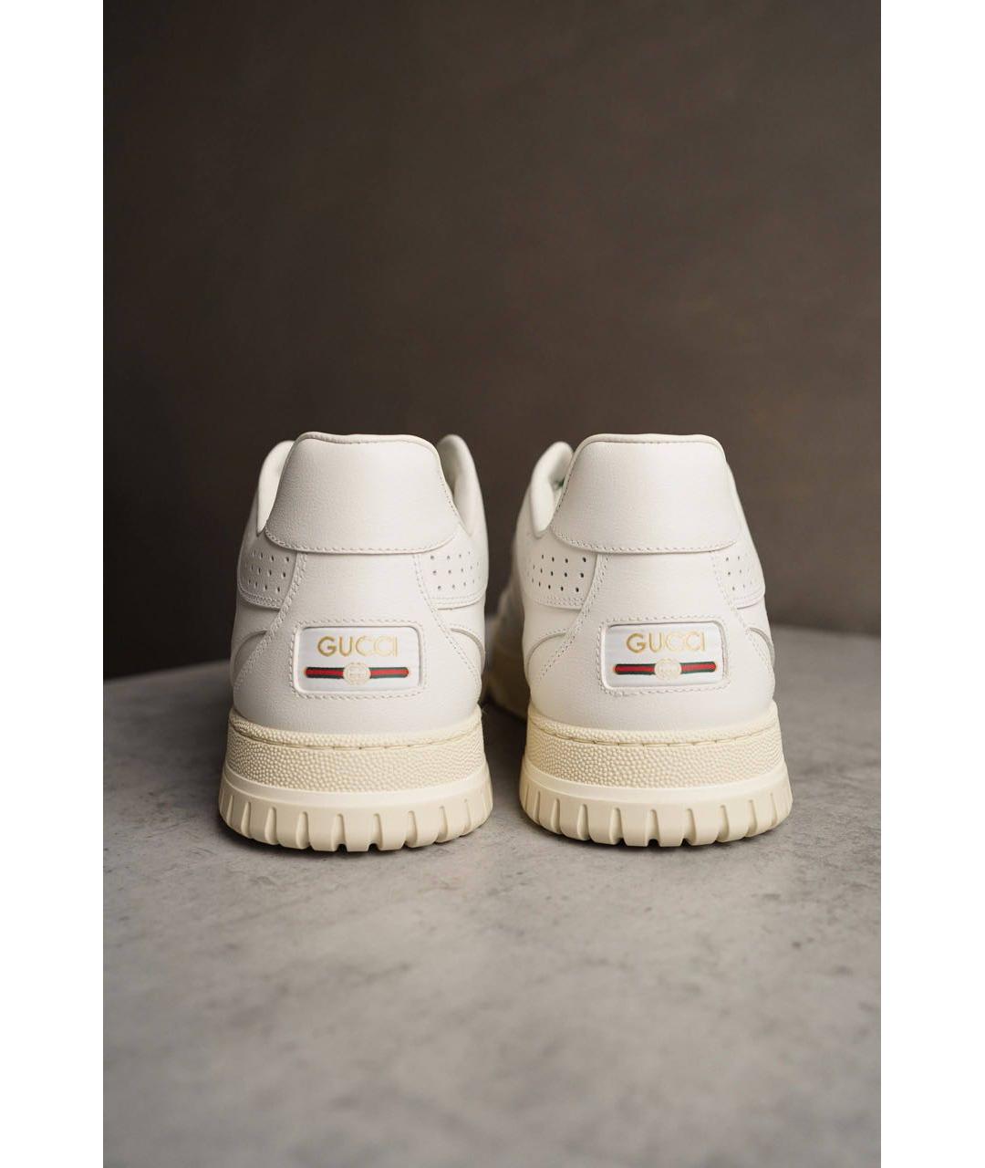 GUCCI Белые кожаные низкие кроссовки / кеды, фото 4