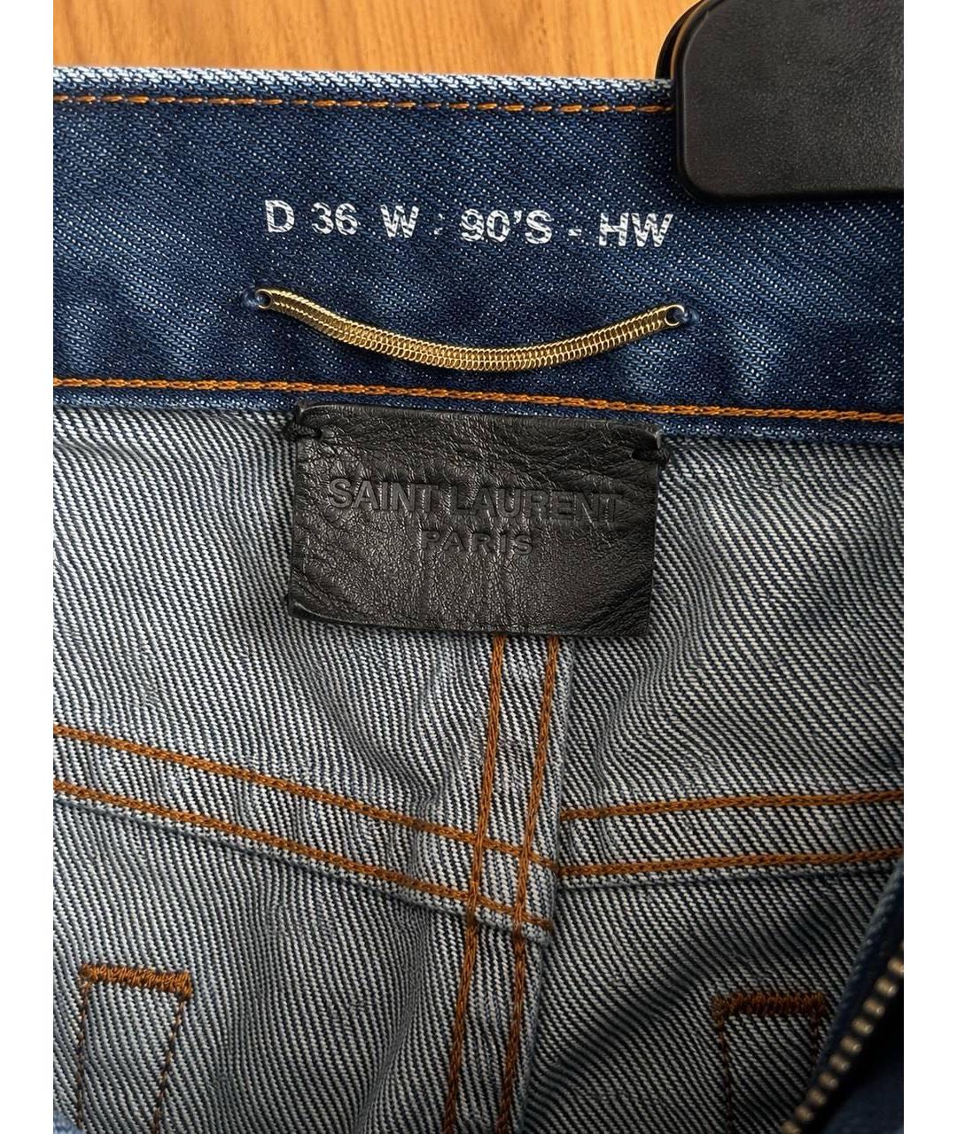 SAINT LAURENT Синие хлопковые прямые джинсы, фото 4