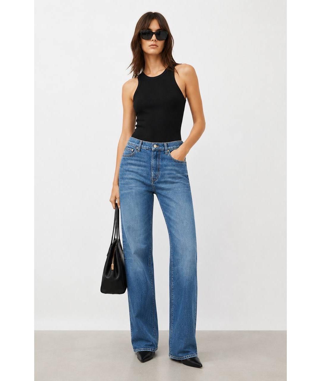 SAINT LAURENT Синие хлопковые прямые джинсы, фото 6