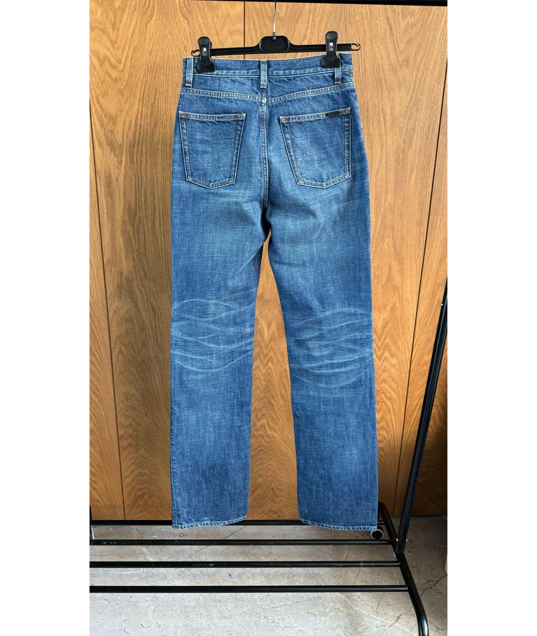 SAINT LAURENT Синие хлопковые прямые джинсы, фото 5