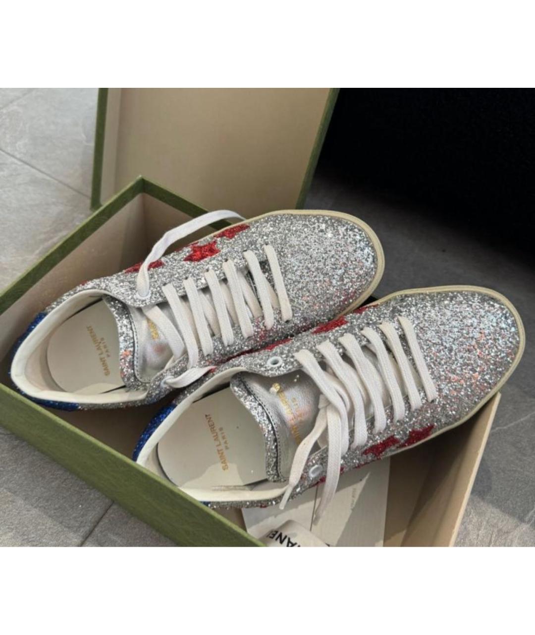SAINT LAURENT Серебряные кеды, фото 5