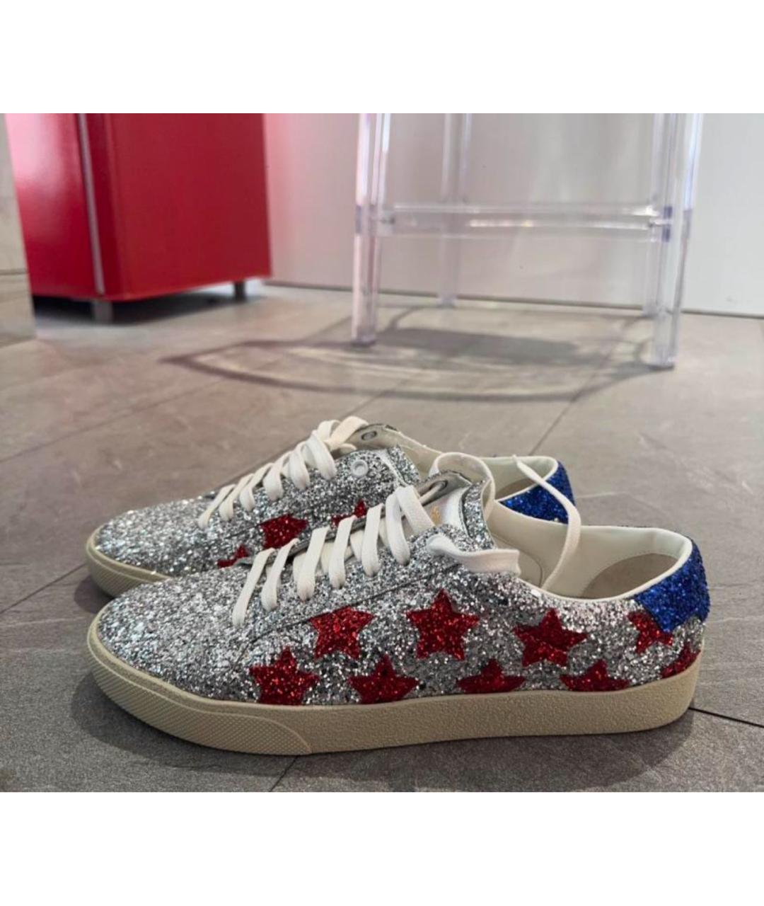 SAINT LAURENT Серебряные кеды, фото 3