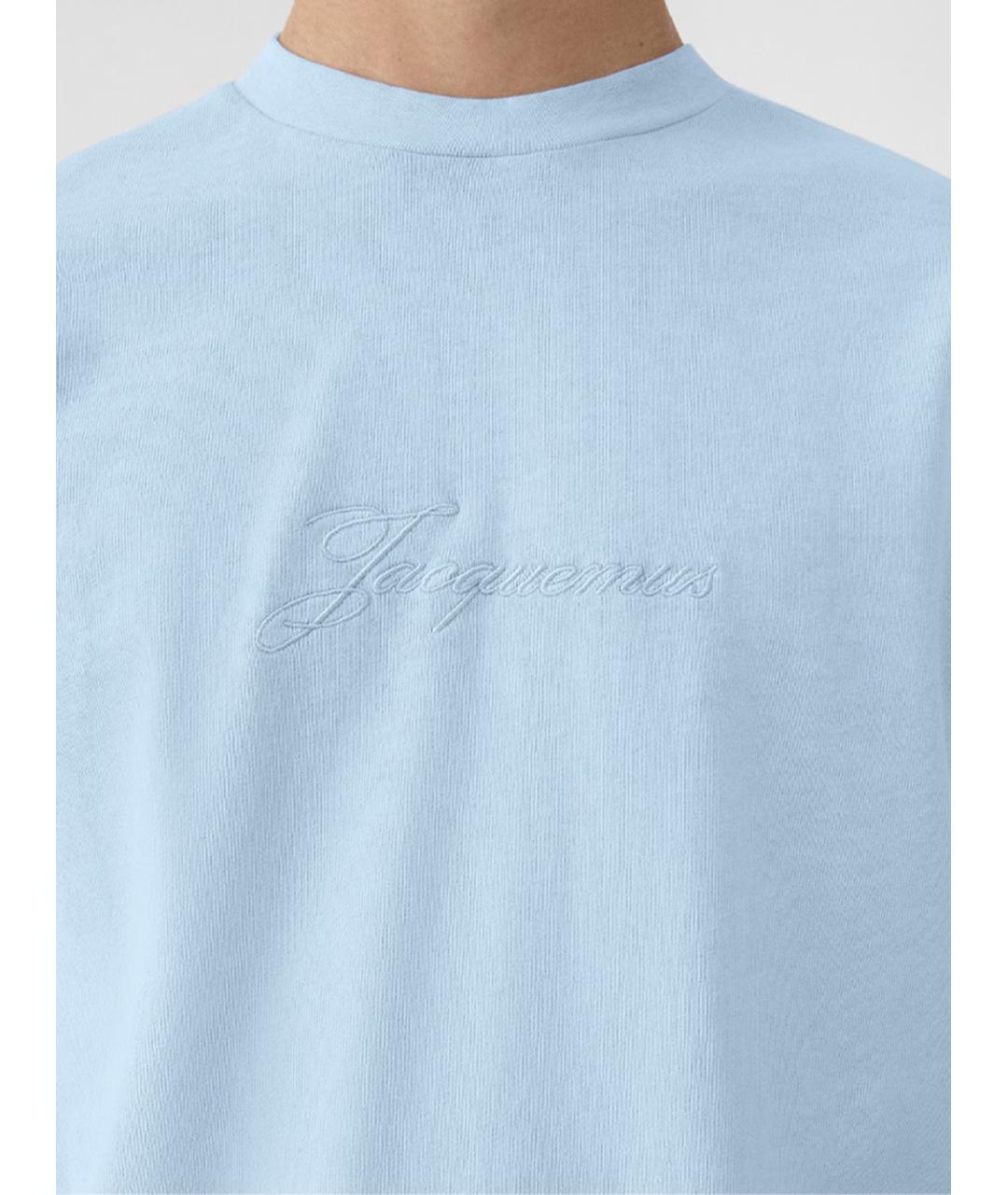 JACQUEMUS Голубая хлопковая футболка, фото 3