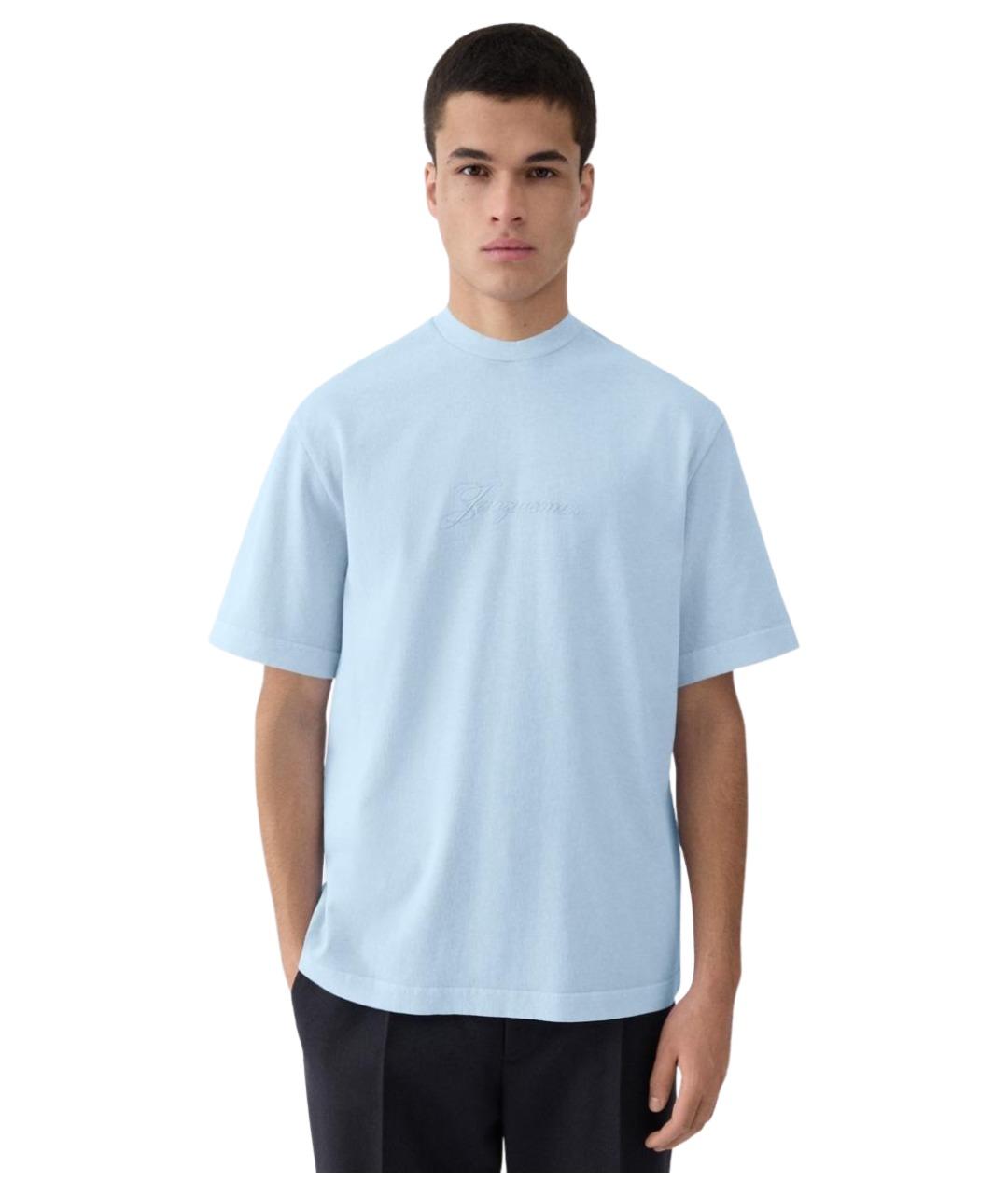 JACQUEMUS Голубая хлопковая футболка, фото 2